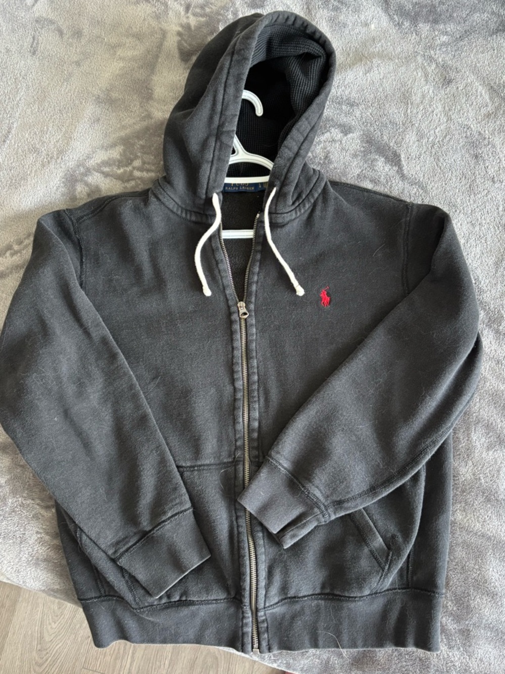 Polo by Ralph Lauren Black Full-Zip Hoodie with Red Pony